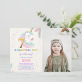 Geburtstag Einhorn Geburtstag Einladung Foto (Stehend Vorderseite)