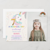 Geburtstag Einhorn Geburtstag Einladung Foto (Vorne/Hinten)