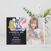 Geburtstag Einhorn Geburtstag Einladung Foto (Stehend Vorderseite)