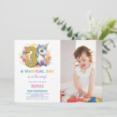 Geburtstag Einhorn Geburtstag Einladung Foto (Stehend Vorderseite)