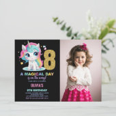 Geburtstag Einhorn Geburtstag Einladung Foto (Stehend Vorderseite)