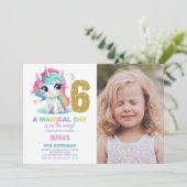 Geburtstag Einhorn Geburtstag Einladung Foto (Stehend Vorderseite)