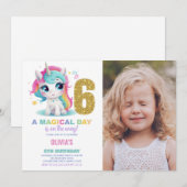 Geburtstag Einhorn Geburtstag Einladung Foto (Vorne/Hinten)