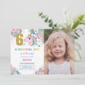 Geburtstag Einhorn Geburtstag Einladung Foto (Stehend Vorderseite)