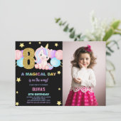 Geburtstag Einhorn Geburtstag Einladung Foto (Stehend Vorderseite)