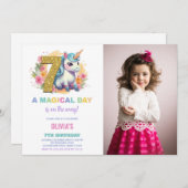 Geburtstag Einhorn Geburtstag Einladung Foto (Vorne/Hinten)