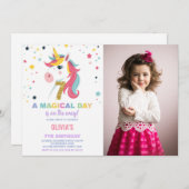 Geburtstag Einhorn Geburtstag Einladung Foto (Vorne/Hinten)