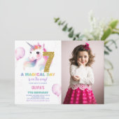 Geburtstag Einhorn Geburtstag Einladung Foto (Stehend Vorderseite)