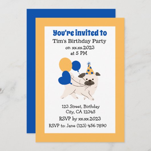 Geburtstag Einladung (Vorne/Hinten)