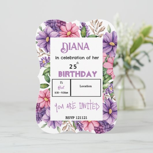 Geburtstag Einladung (Stehend Vorderseite)