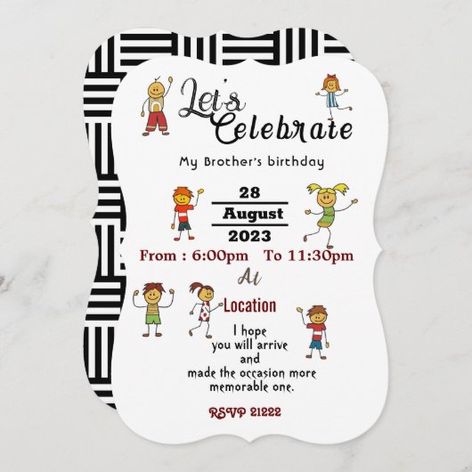 Geburtstag Einladung (Vorne/Hinten)