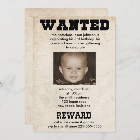 Geburtstag Einladung (Vorne/Hinten)