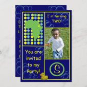 Geburtstag Einladung - Dk. Blauer/gelbe Blasen, Fo (Vorne/Hinten)