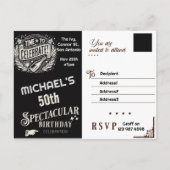 Geburtstag Einladung schwarz-weiß Vintag Postkarte (Vorderseite)