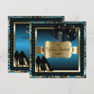 Geburtstag | Einladung von Blue & Gold High Heels