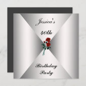 Geburtstag Einladung zu weißen rote Rosen (Vorne/Hinten)