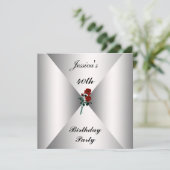 Geburtstag Einladung zu weißen rote Rosen (Stehend Vorderseite)