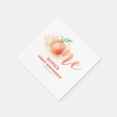 Geburtstag Eins Niedlich Pfirsichfrucht Serviette (Ecke)