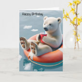 Geburtstag Eisbär trinken Getränk Karte (Gelbe Blume)