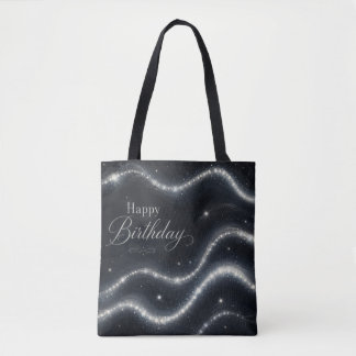 Geburtstag Elegant Schwarz Silber Diamant Wellen Tasche
