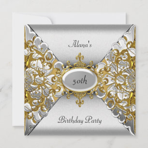 Geburtstag Elegant Silber Gold Party 50. Einladung