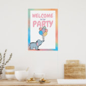 Geburtstag Elephant Pastel Bündel von Balloons Zei Poster (Küche)