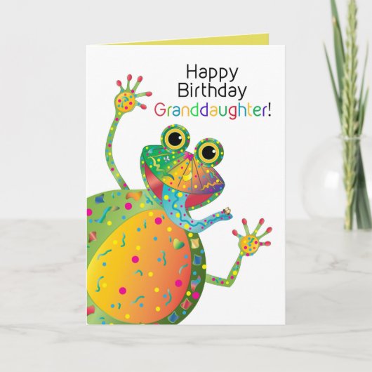 Geburtstag, Enkelin, Frosch, Kaleidoskop-Gruppe Karte (Vorderseite)