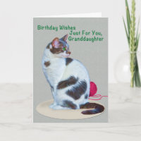 Geburtstag, Enkelin, grüne mit Augen Katze