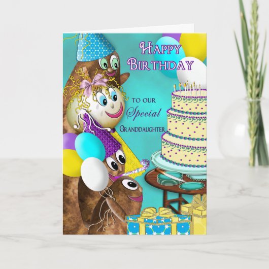 GEBURTSTAG - Enkelin - POTATO FAMILIE Karte (Vorderseite)