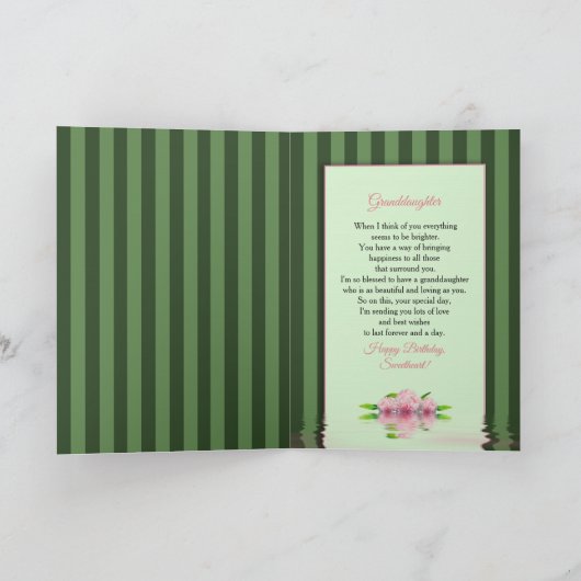 Geburtstag, Enkelin, Rosa Pfennig/Reflexionen Karte (Innenseite)