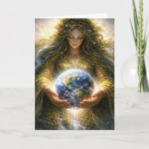 Geburtstag Erdtag Gaia Göttin mit Planet Erde Karte
