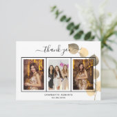 Geburtstag Eukalyptus Gold Foto Dank Karte (Stehend Vorderseite)