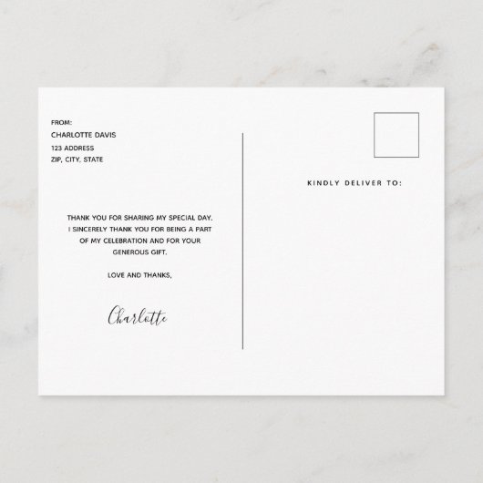 Geburtstag Eukalyptus Grün danke Postkarte (Rückseite)