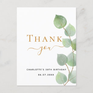 Geburtstag Eukalyptus Grün danke Postkarte
