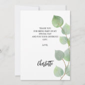 Geburtstag Eukalyptus Grüne Dankeschön Karte (Rückseite)