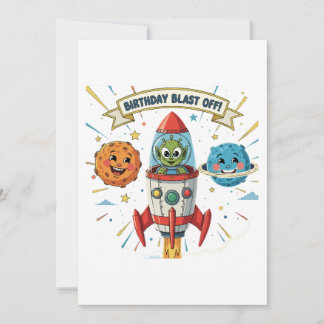 Geburtstag explodieren! Niedliche Alien auf dem Ra Einladung