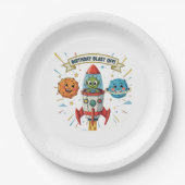 Geburtstag explodieren! Niedliche Alien auf dem Ra Pappteller (Vorderseite)