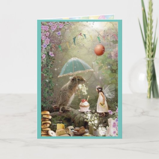 Geburtstag, Fee, Ballons Dankeskarte (Vorderseite)