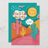 Geburtstag Fiesta Party. Cactus tacos und Tequila Einladung (Vorne/Hinten)