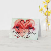 Geburtstag - Flamingo Grußkarte/Grußkarte Karte (Gelbe Blume)