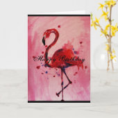 Geburtstag - Flamingo Grußkarte/Grußkarte Karte (Gelbe Blume)