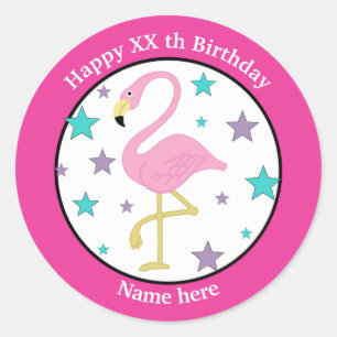 Geburtstag Flamingo Personalisiert für jedes Alter Runder Aufkleber