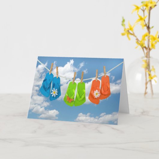 Geburtstag Flip-Flops Karte (Gelbe Blume)