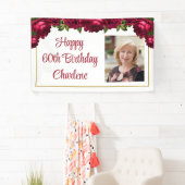 Geburtstag Floral Rose Foto Script Personalisiert Banner (Insitu)