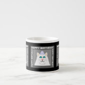 Geburtstag Fluffy White Cat Espresso Tasse (Vorderseite)