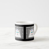 Geburtstag Fluffy White Cat Espresso Tasse (Vorderseite Rechts)