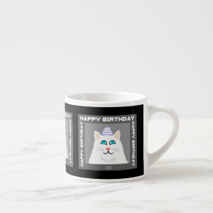 Geburtstag Fluffy White Cat Espresso Tasse