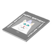 Geburtstag Fluffy White Cat Notepad Notizblock (Rotiert)