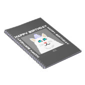 Geburtstag Fluffy White Cat Spiral Notebook Notizblock (Rechte Seite)