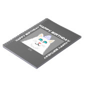 Geburtstag Fluffy White Cat Spiral Notebook Notizblock (Linke Seite)